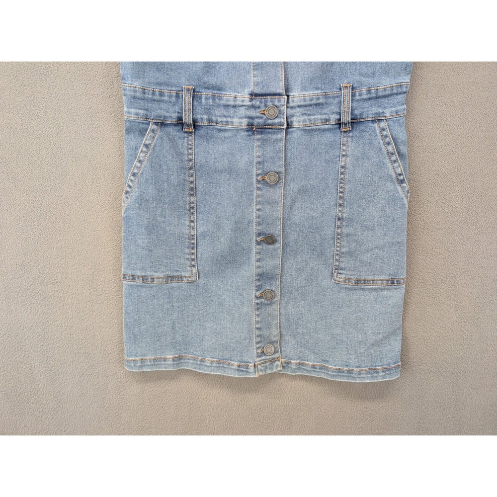 Habitual Denim Shirt Dress Medium Blue Jean Short Sleeve Casual - Picture 4 of 8